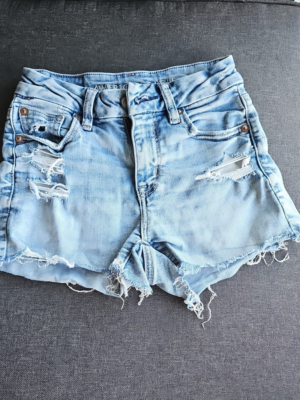 American Eagle Outfitters Light Wash Distressed Denim Shorts